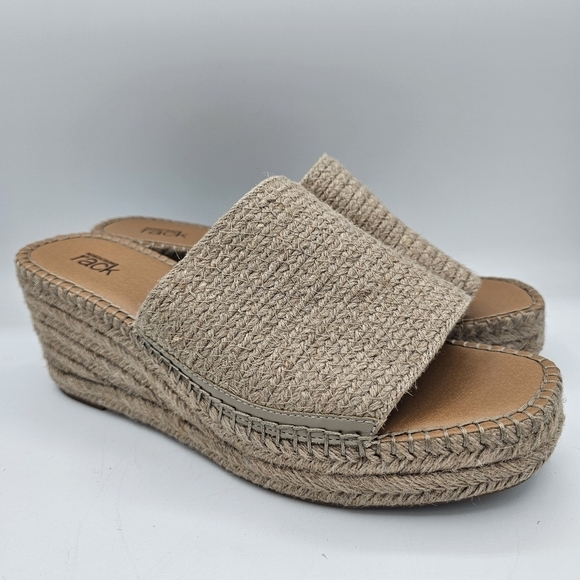 Nordstrom Rack Claire Espadrille Platform Jute Wedge Slide Tan Sandals size 11 - Picture 1 of 11